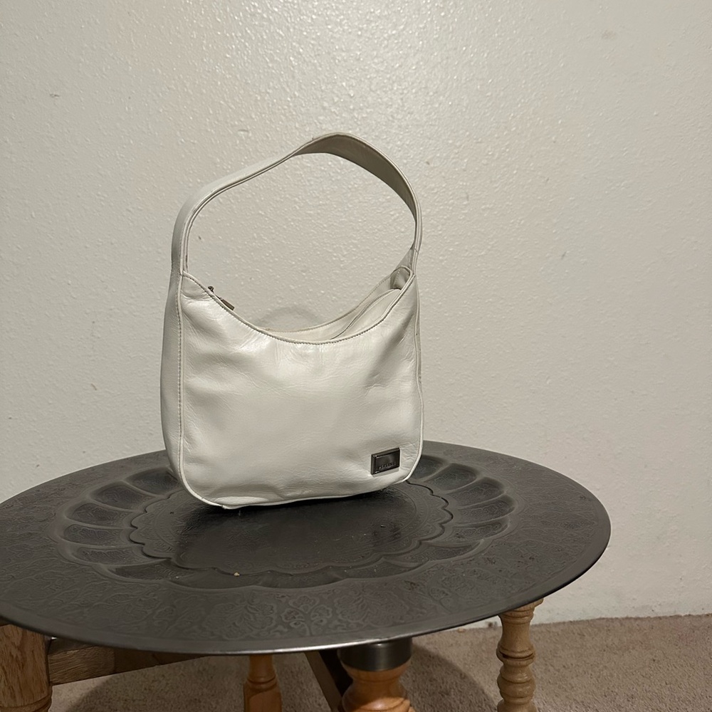 Perlina White Leather Hobo Bag
